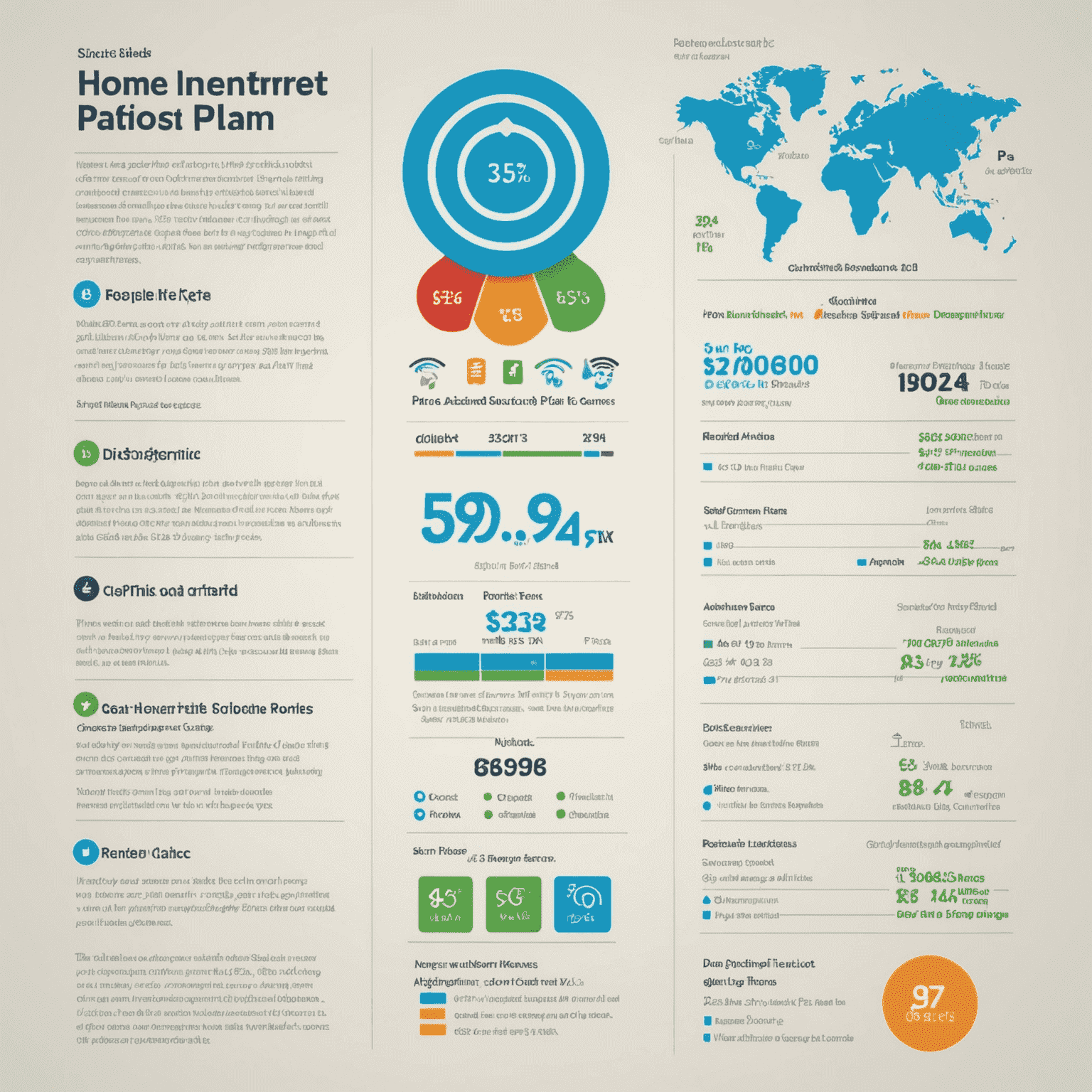 Infographic showing different home internet plans with speed and price comparisons