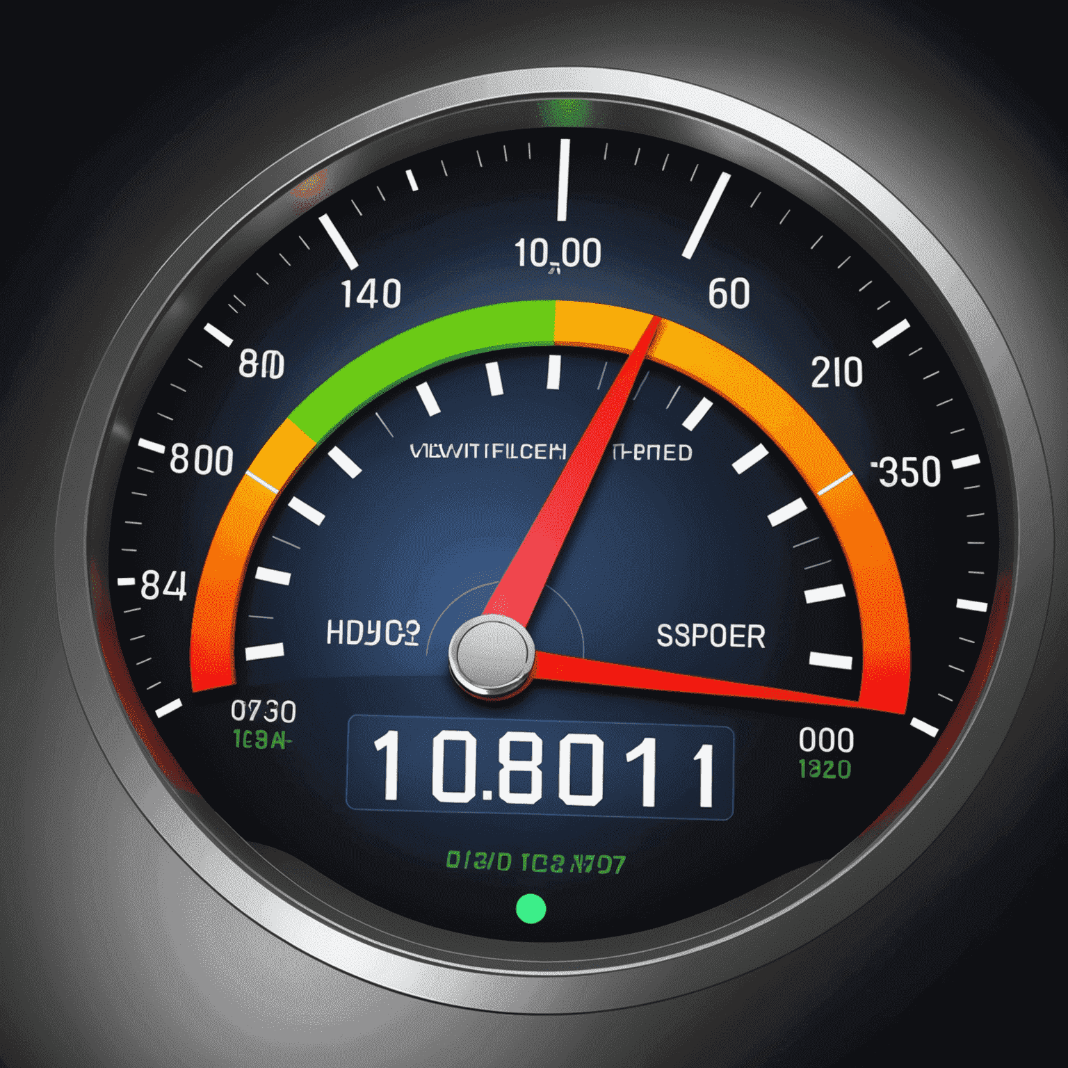 Visual representation of internet speed metrics with download, upload, and latency indicators